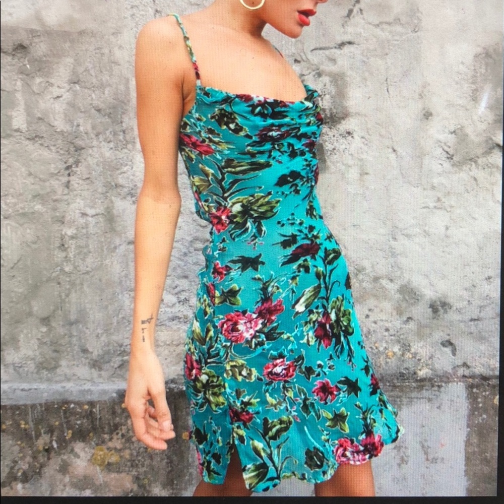 Rat and boa blue floral dress